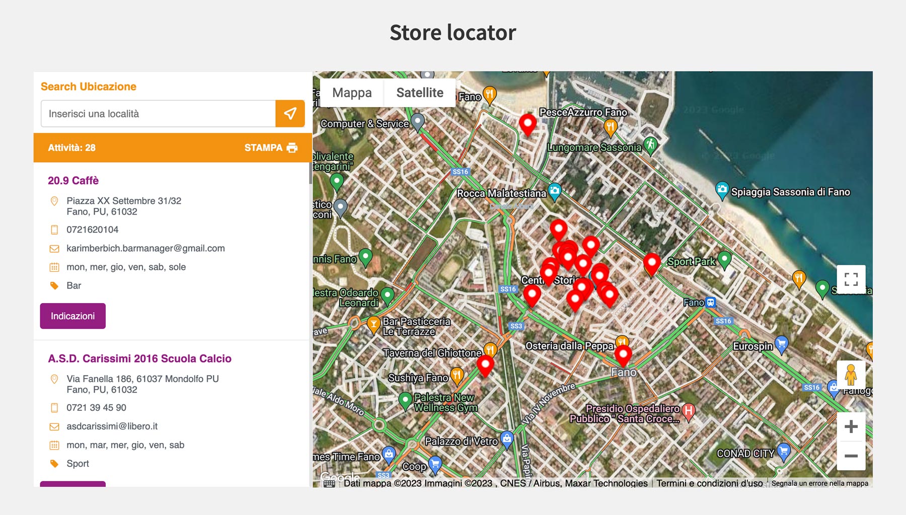 Store Locator Fano al Centro